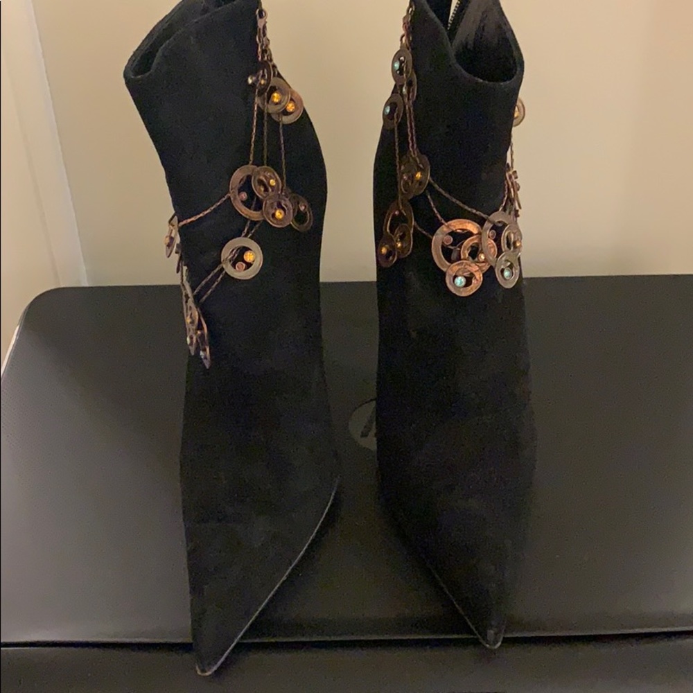 Black suede booties